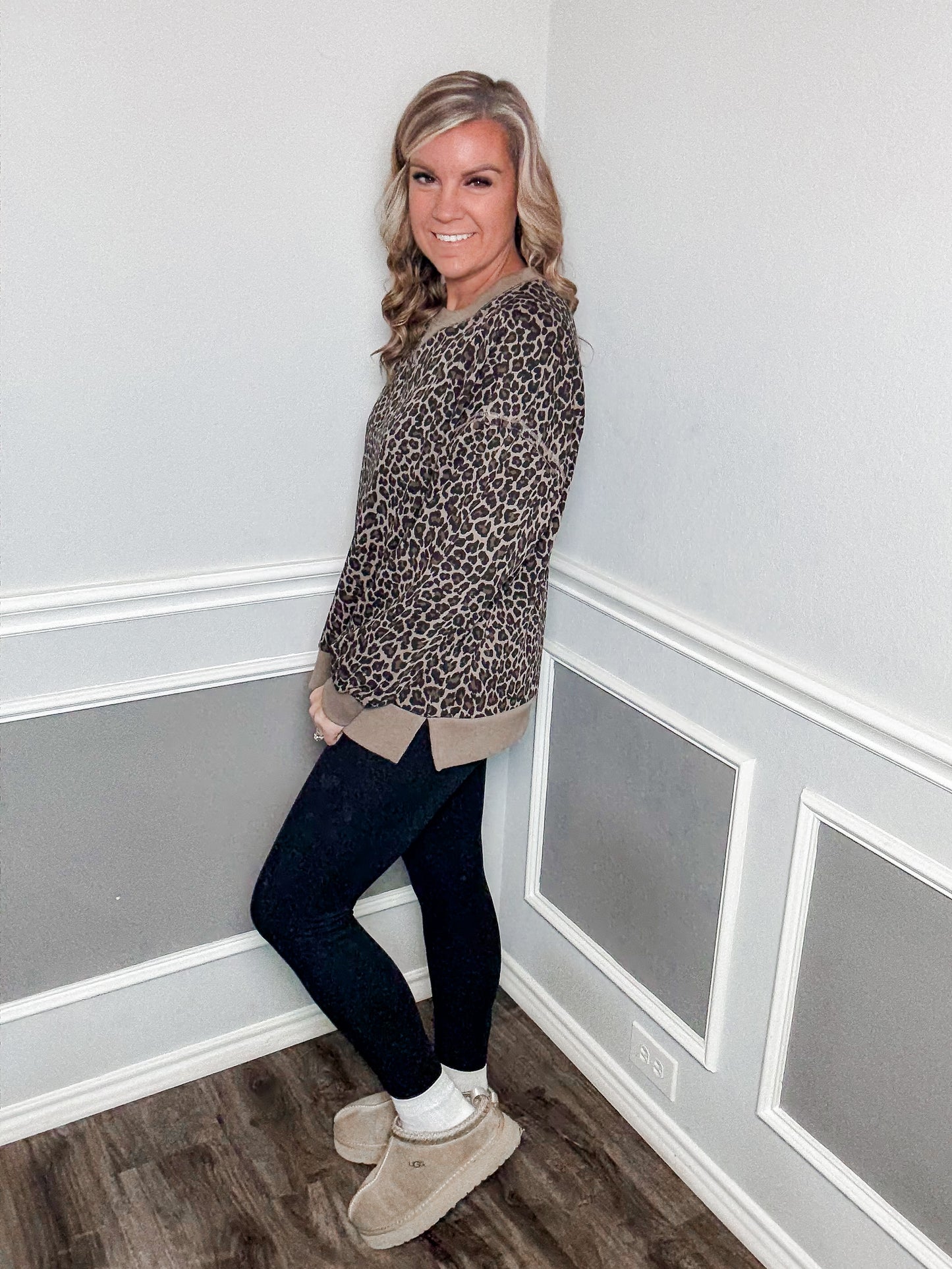 Leopard Knit Casual Top