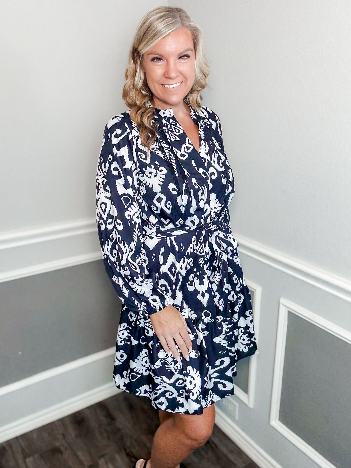 Mix Print Black Dress