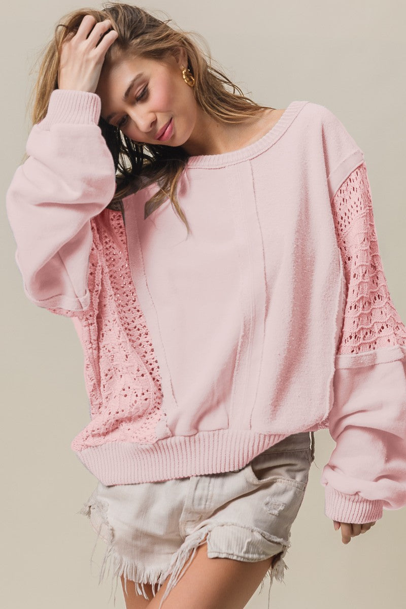 French Terry Reverse Block Combo Top