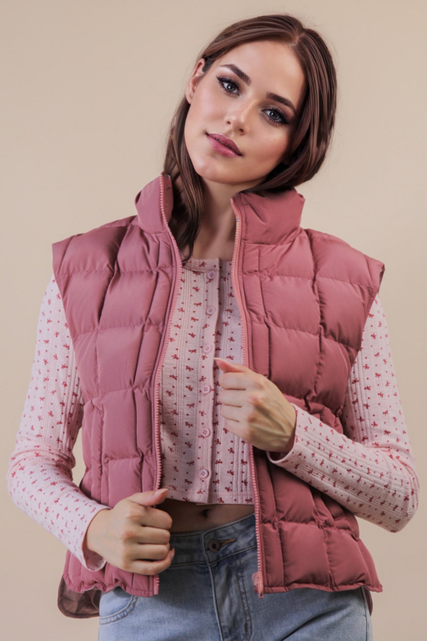 Solid Puffer Padded Vest