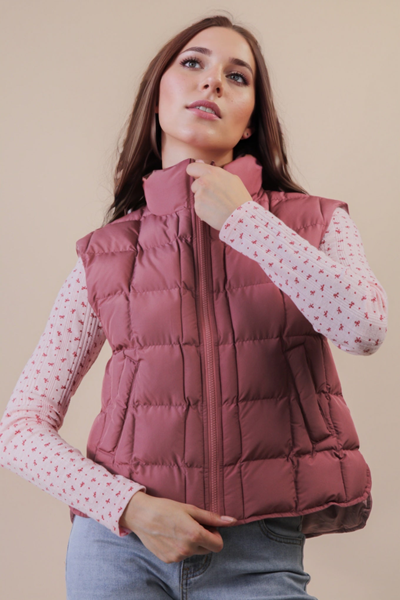 Solid Puffer Padded Vest