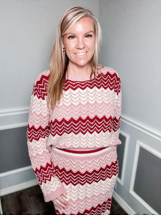 Multi-Color Chevron Sweater Top