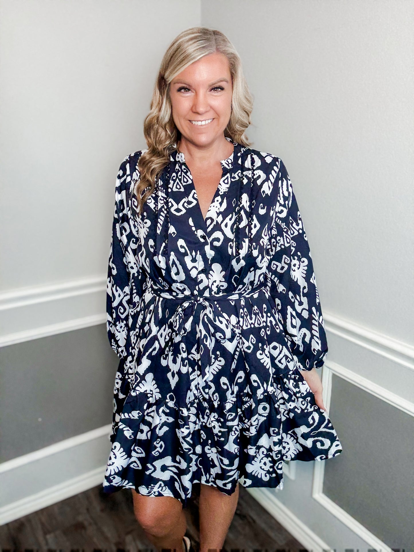 Mix Print Black Dress