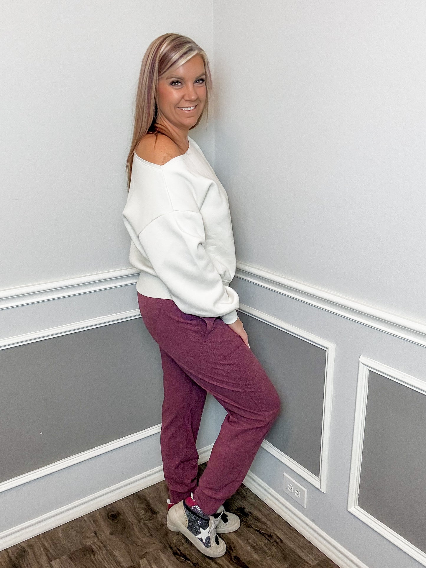 RIb Brush Joggers |Cassis|