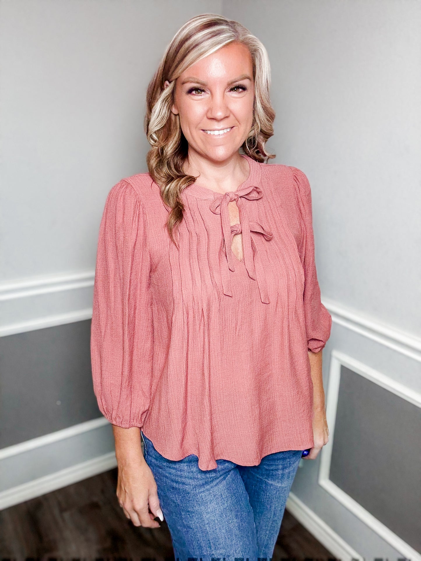 Front Tie Pleated Top |TERRACOTTA|