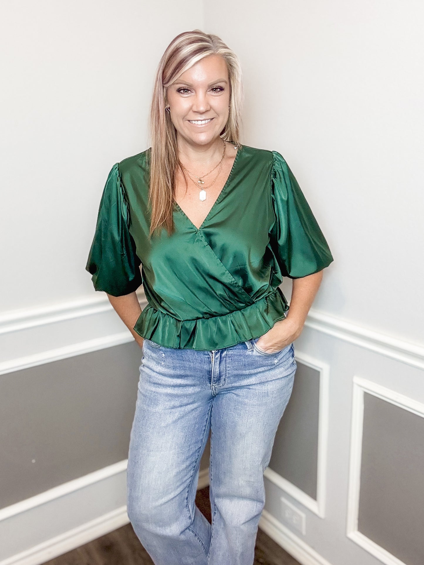 Satin Bodysuit |HUNTER GREEN| - 1 small left