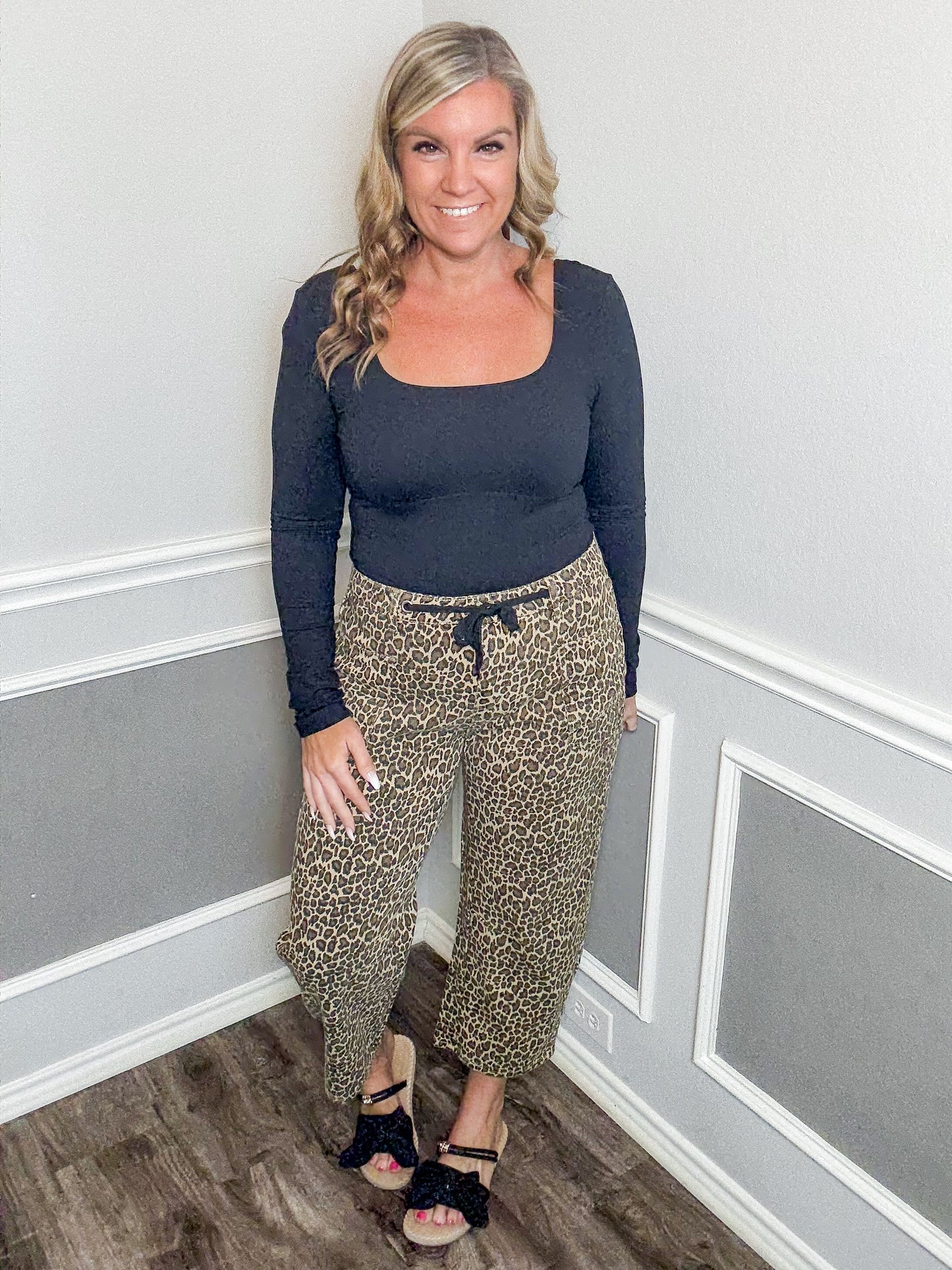 Denim Leopard Barrel Jeans