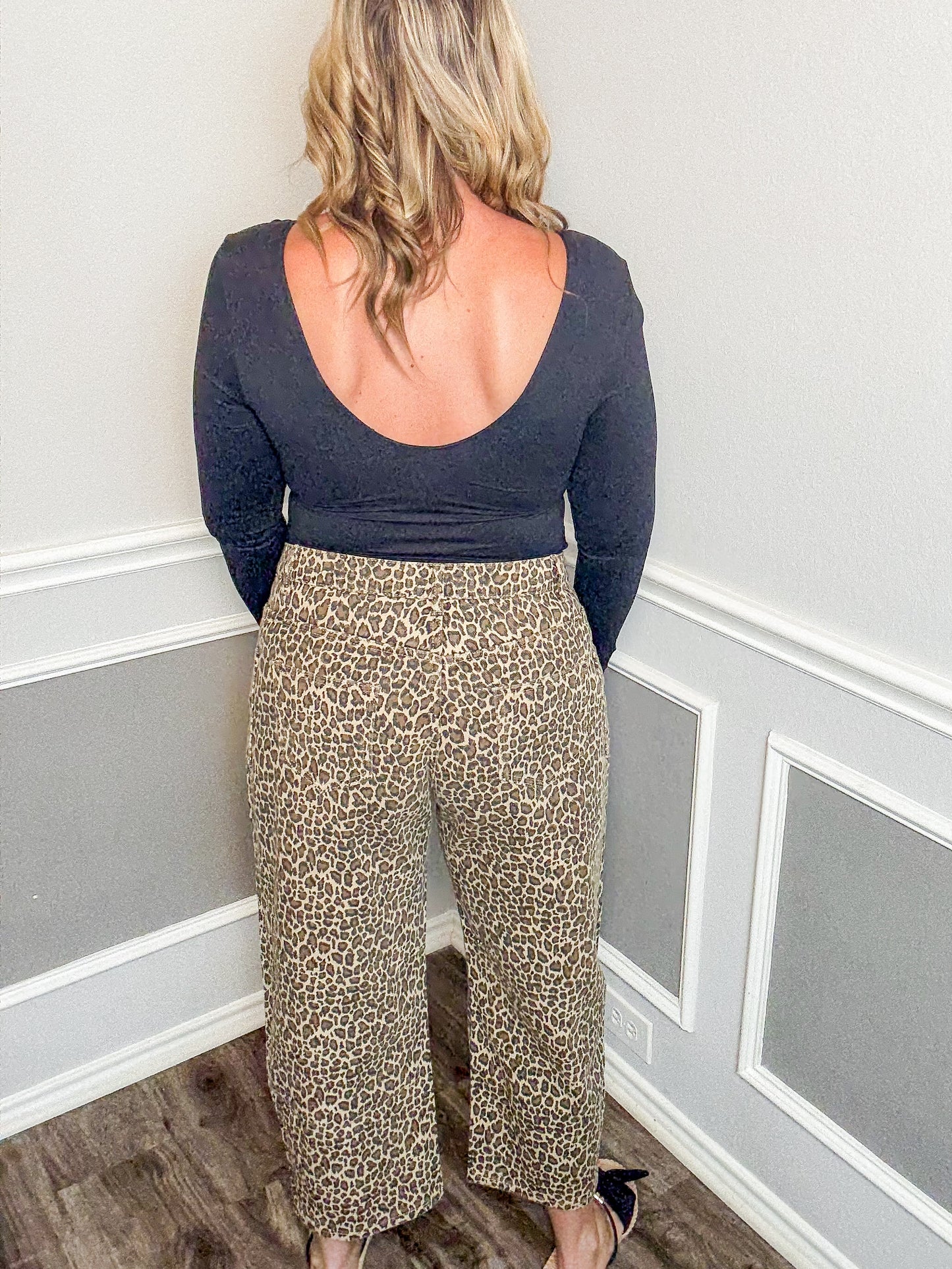 Denim Leopard Barrel Jeans