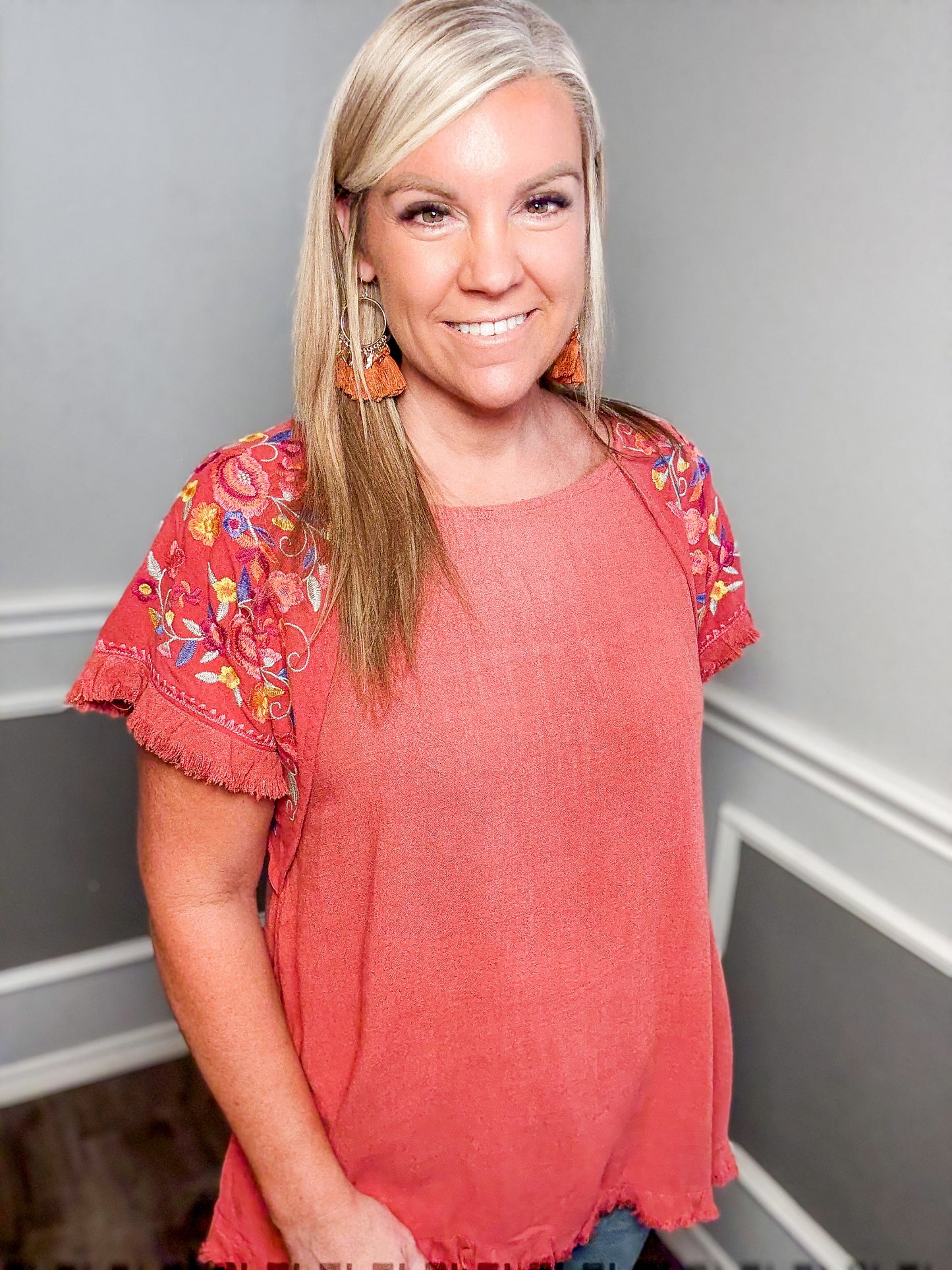 Tassel Hoop Earrings |RUST|