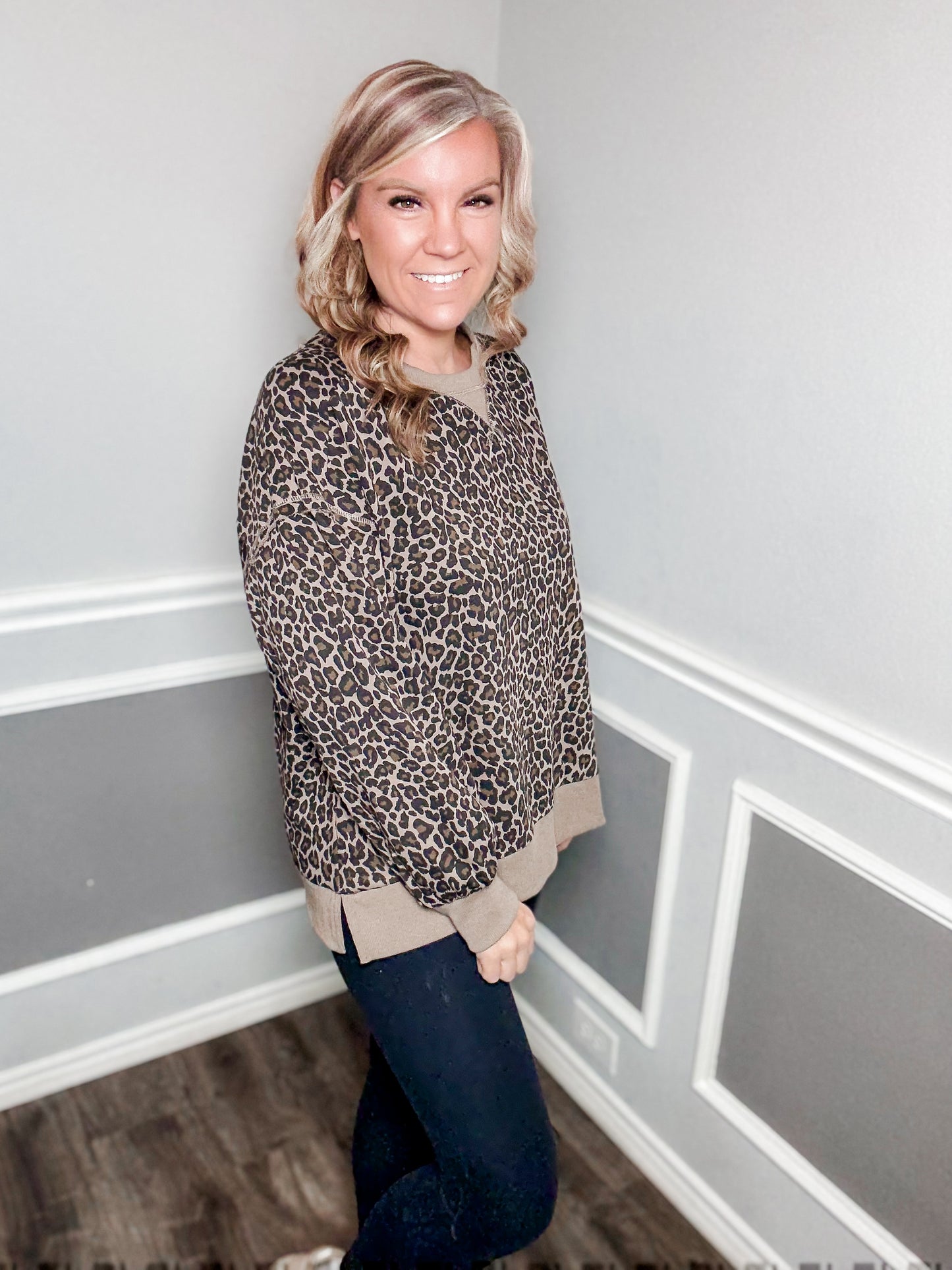Leopard Knit Casual Top