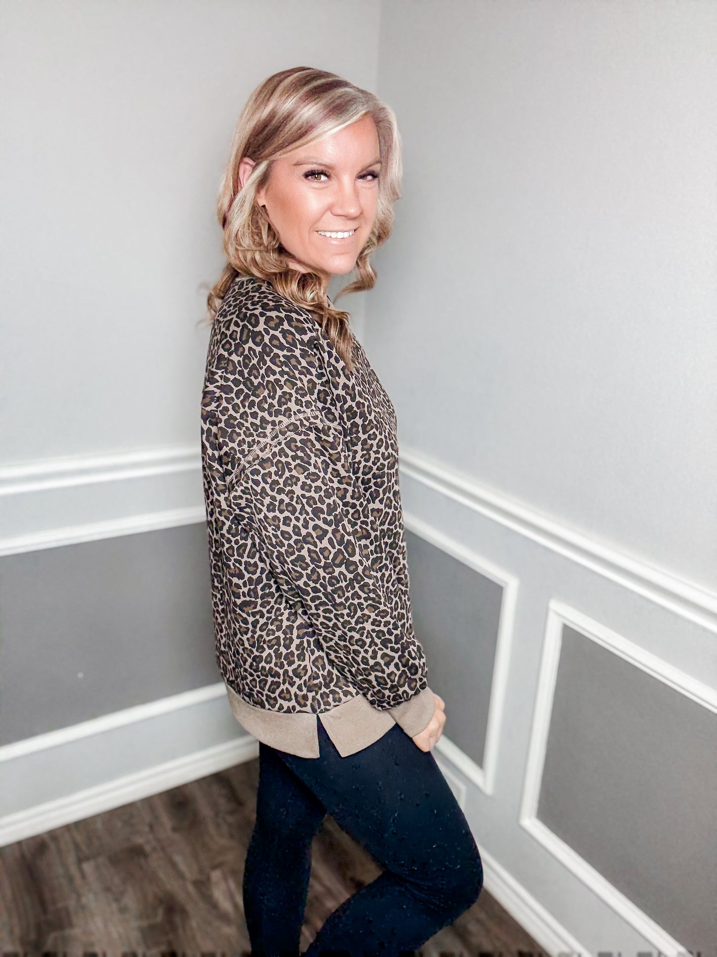 Leopard Knit Casual Top