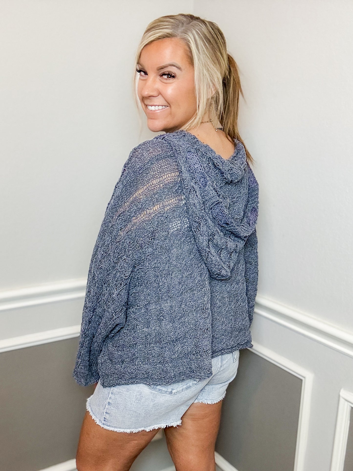 Lace Cable Knit Hoodie