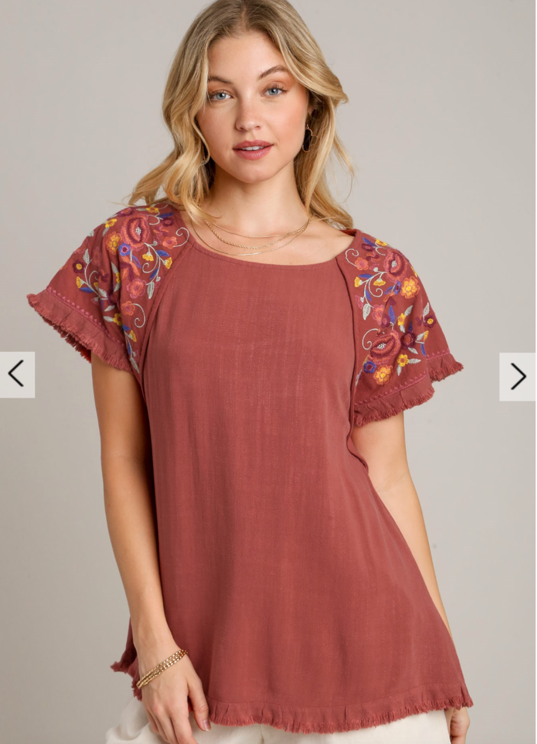 Embroidered Linen Top