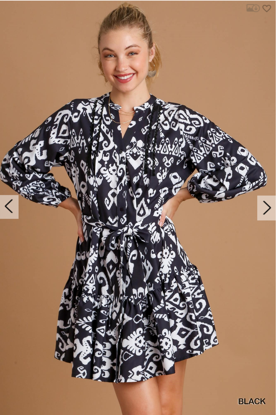 Mix Print Black Dress