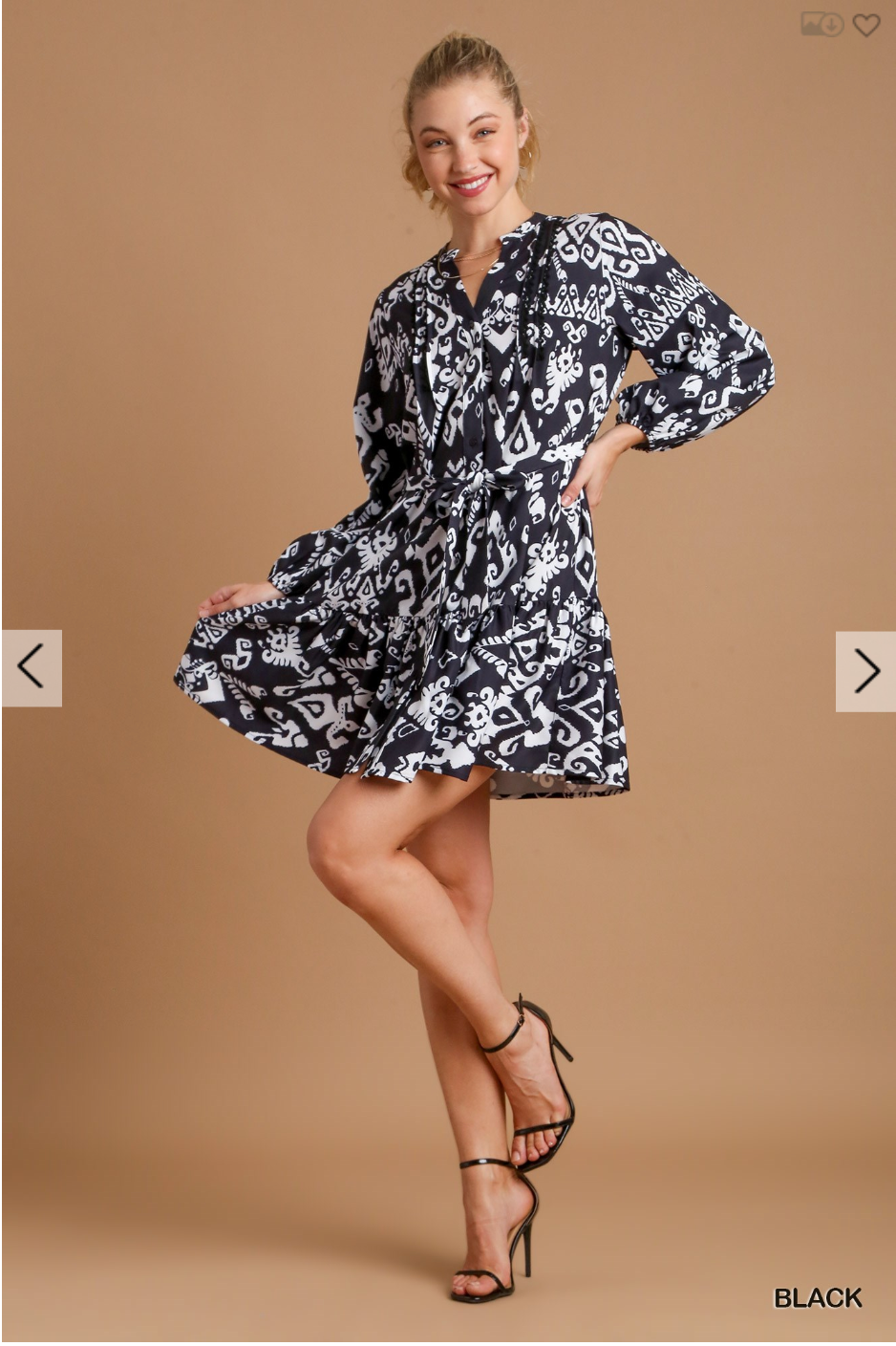 Mix Print Black Dress