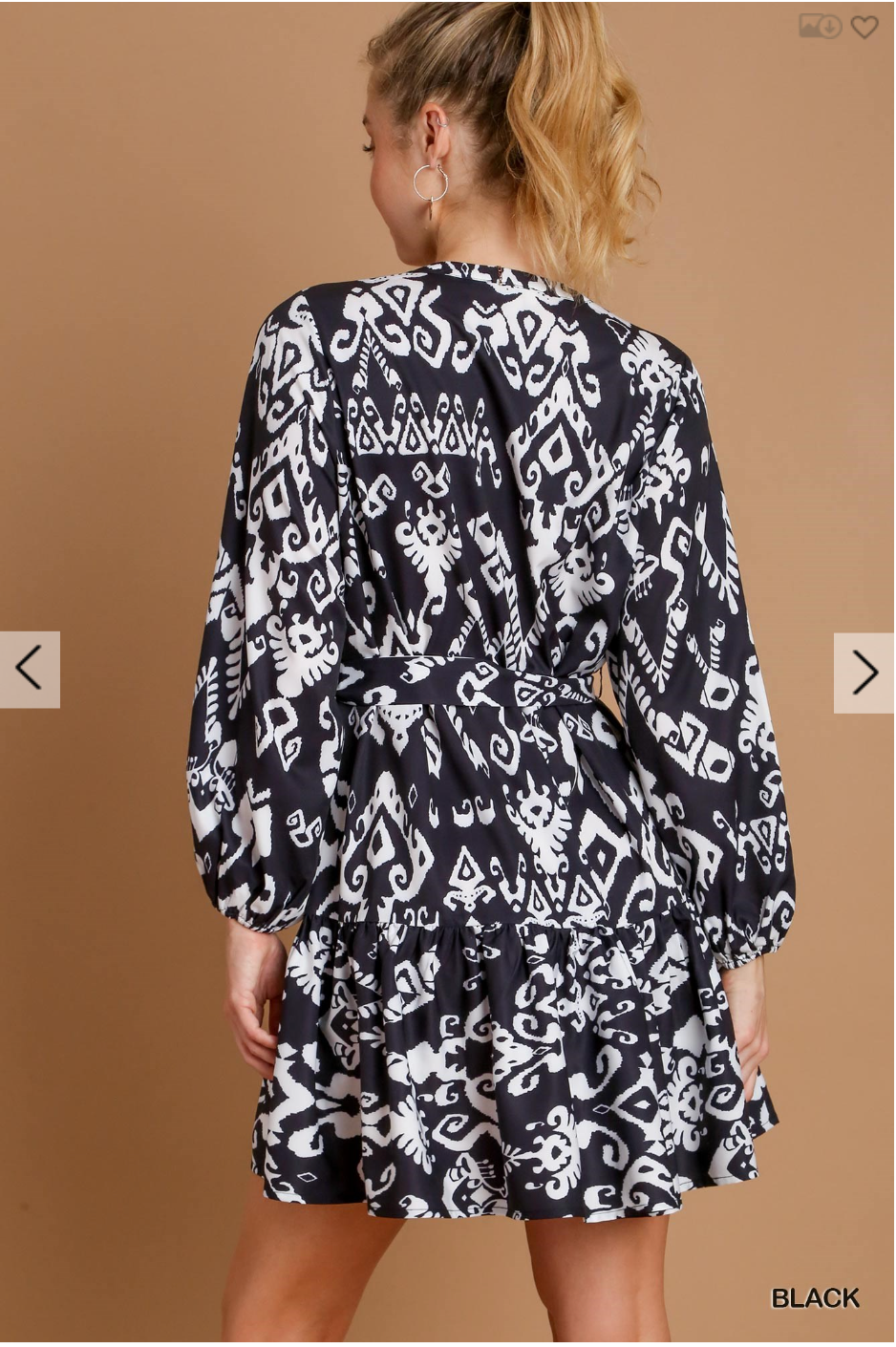 Mix Print Black Dress