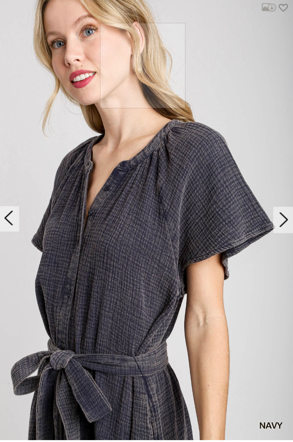 Mineral Wash Midi Dress |NAVY|