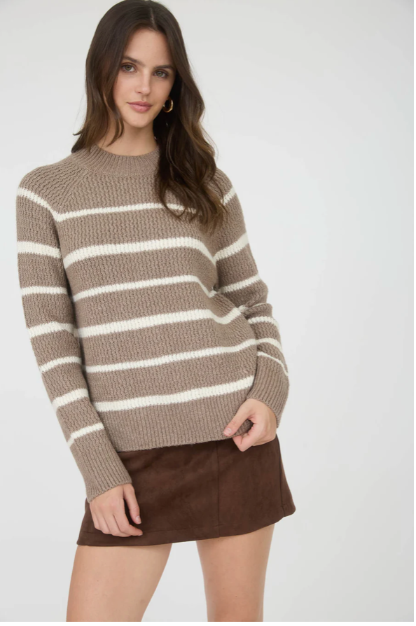 Stripe High Neck Knit Sweater