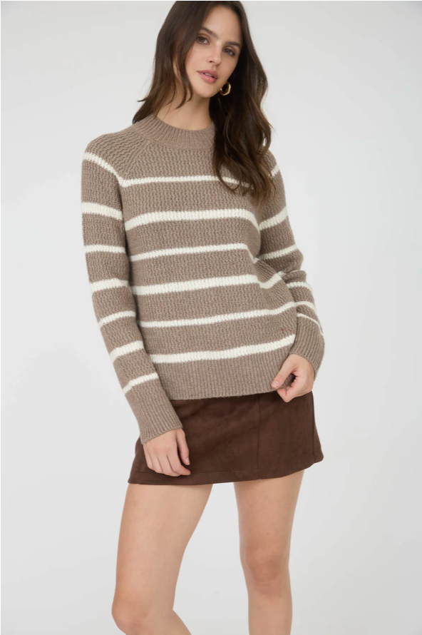 Stripe High Neck Knit Sweater