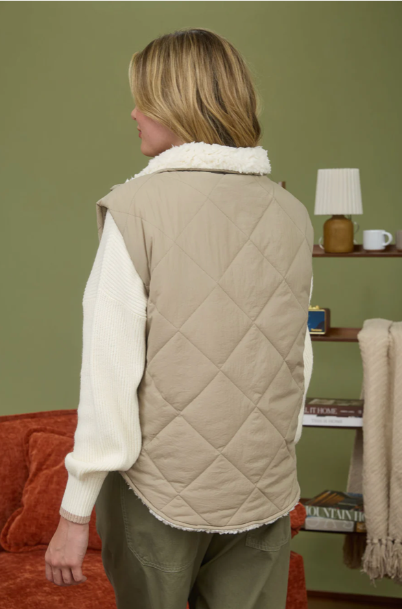 Quilted Zip Up Fleece Lined Puffer Vest