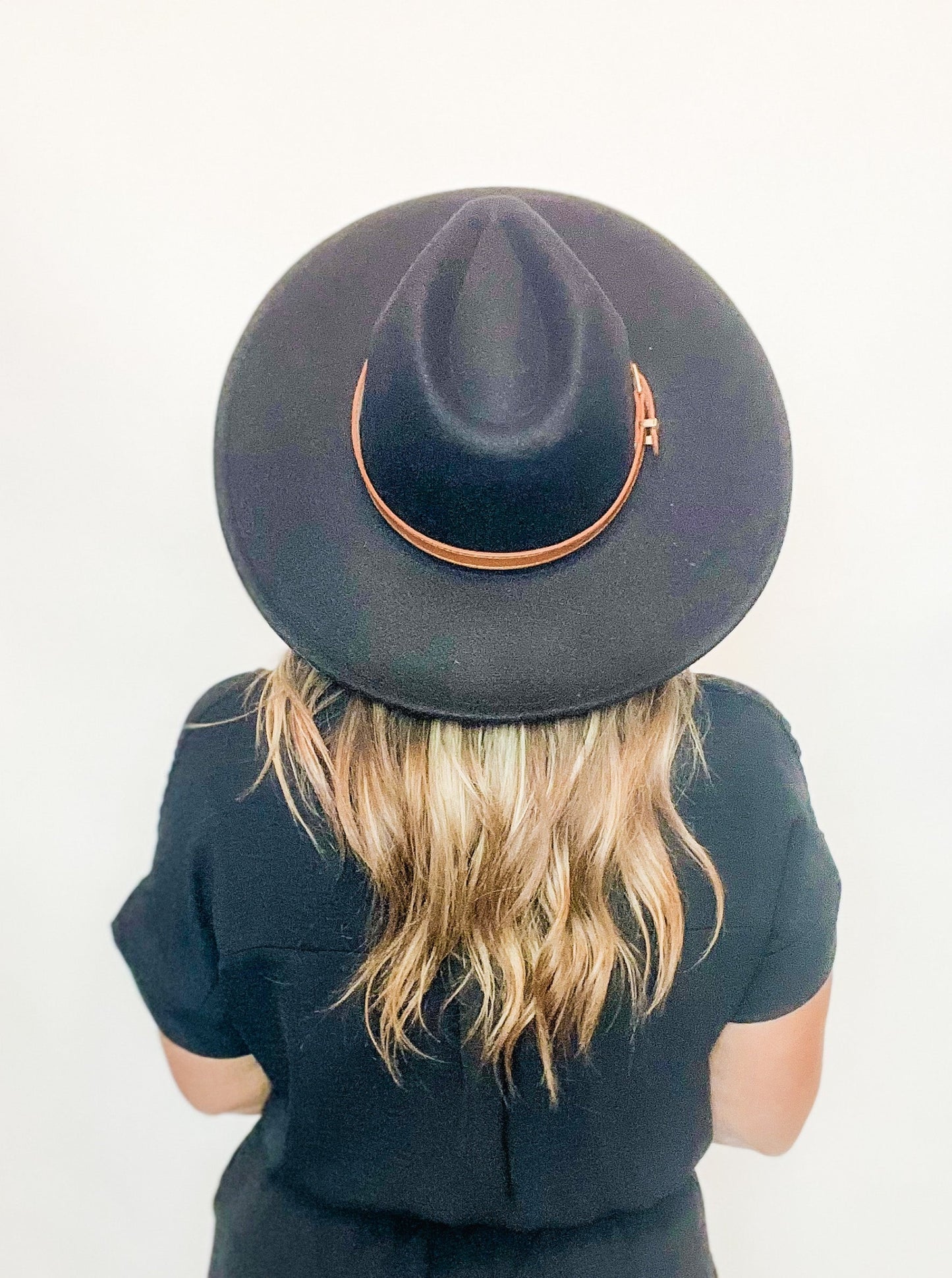 Leather Belt Strap Fedora Hat - 1 left