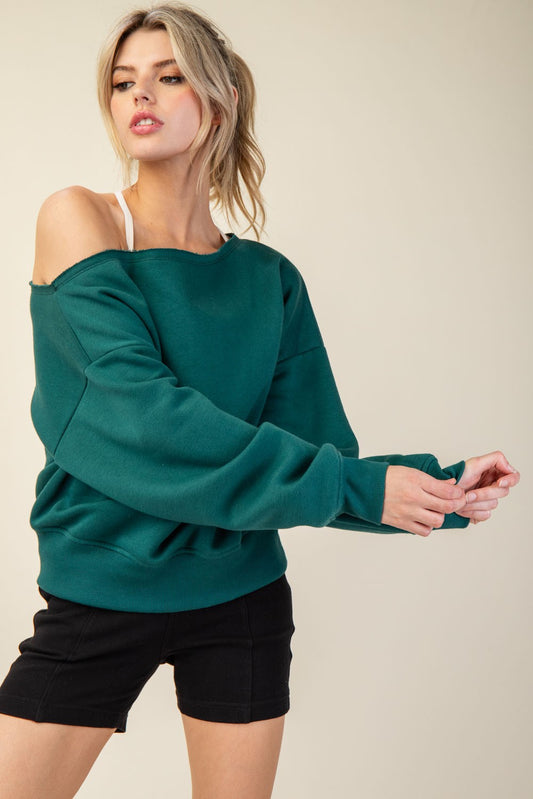 Off the Shoulder Sweatshirt |HUNTER|