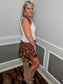 Floral Smocked Lace-up Detail Mini Skirt