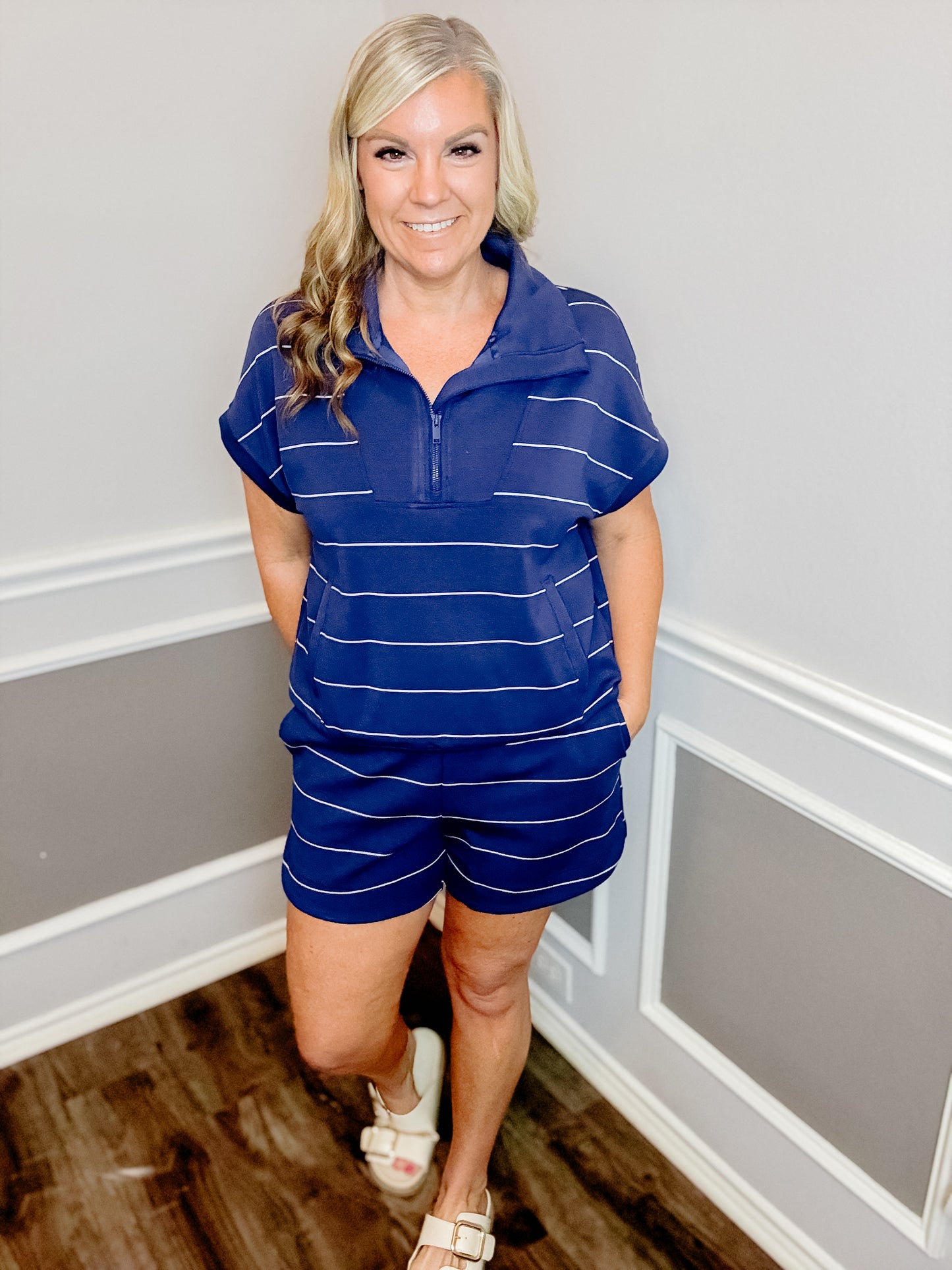 Short Sleeve Scuba Quarter Zip Pullover