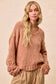 Chunky Knit Sweater Top With Flower Detail Sleeves