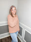 Chunky Knit Sweater Top With Flower Detail Sleeves