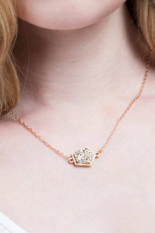 Geometric Faux Druzy Necklace |Gold|