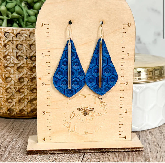 Navy Embossed Leather Teardrops