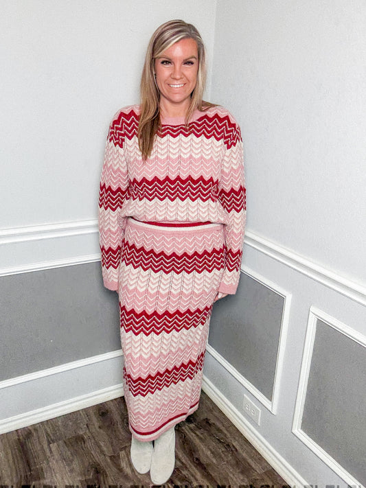 Multi-Color Chevron Maxi Skirt