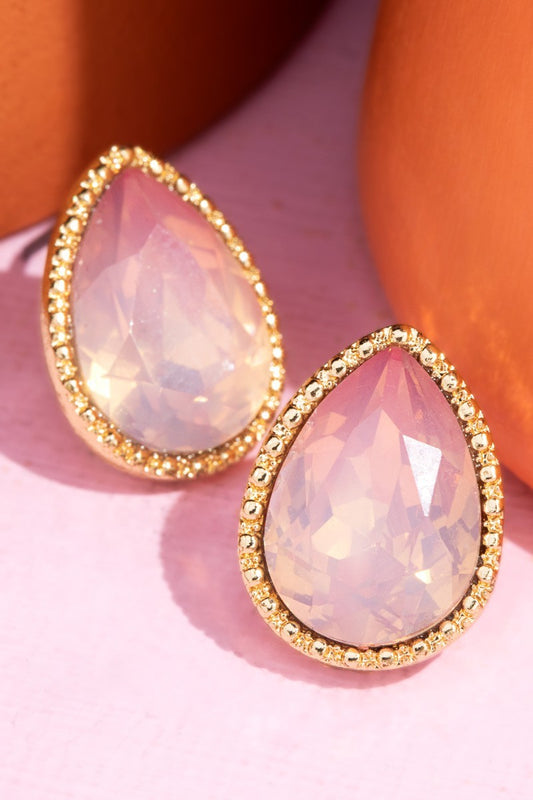 Glass Teardrop Stud Earrings