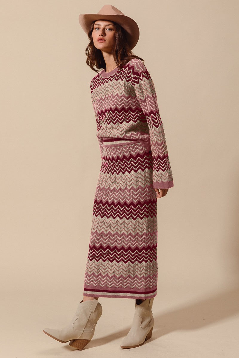 Multi-Color Chevron Sweater Top