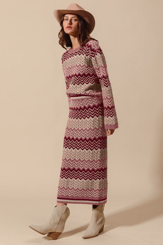 Multi-Color Chevron Maxi Skirt
