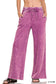 Acid Wash Fleece Palazzo Sweatpants |Light Plum|
