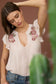 Floral Embroidered Ruffle Sleeve Top