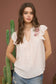 Floral Embroidered Ruffle Sleeve Top