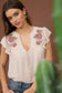 Floral Embroidered Ruffle Sleeve Top
