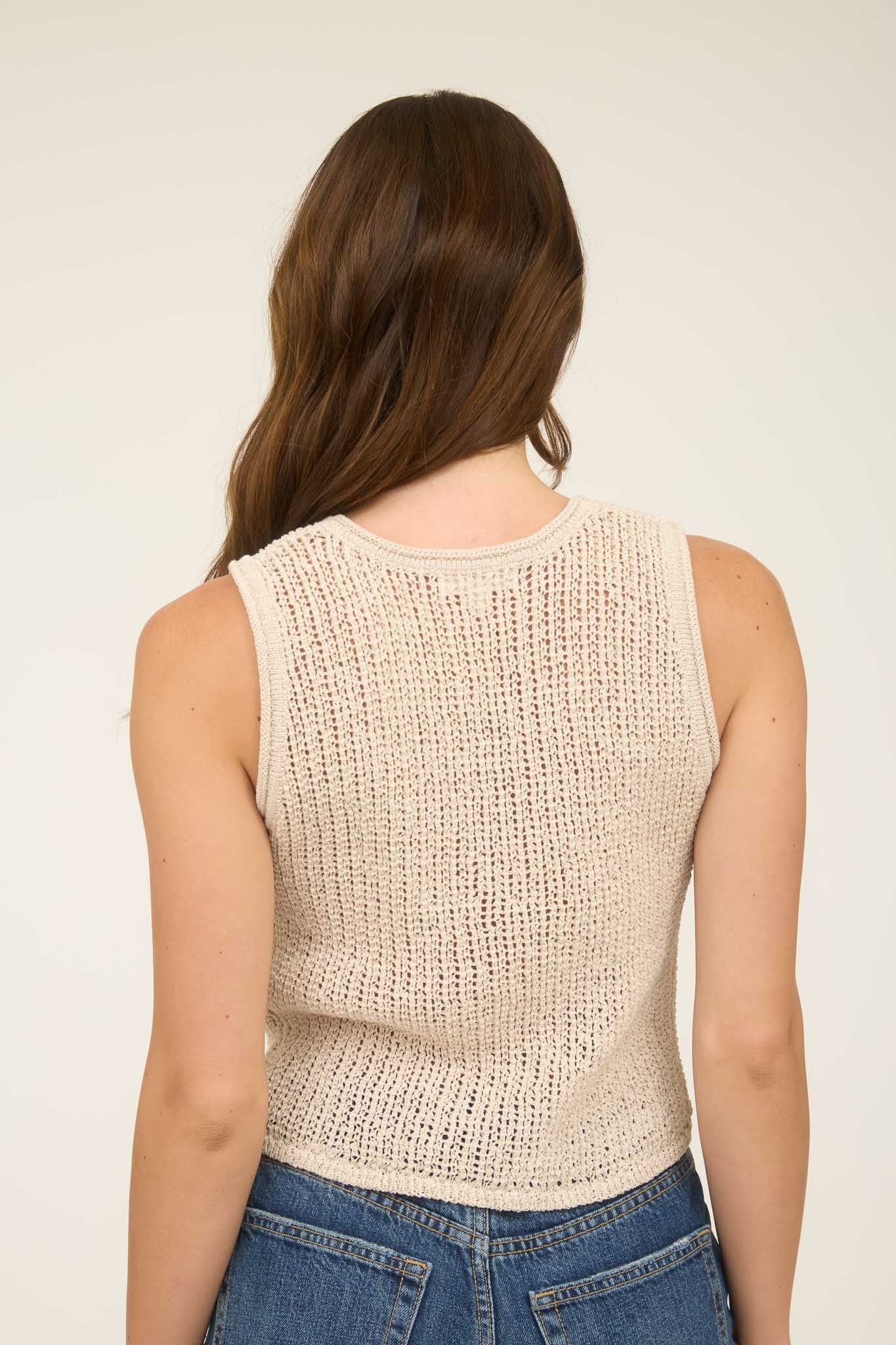 Crochet Knit Button Front Sweater Vest