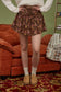 Floral Smocked Lace-up Detail Mini Skirt