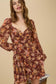 Floral Sweetheart Neck Mini Dress