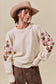 Floral Embroidered Sleeves Sweater Pullover Top