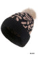 Leopard Pattern Knit Pom Pom Beanie