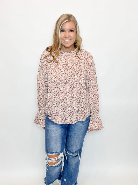 Floral Raglan Sleeve Blouse - 1 small left