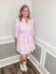 Front Tie Button Down Dress |PINK|