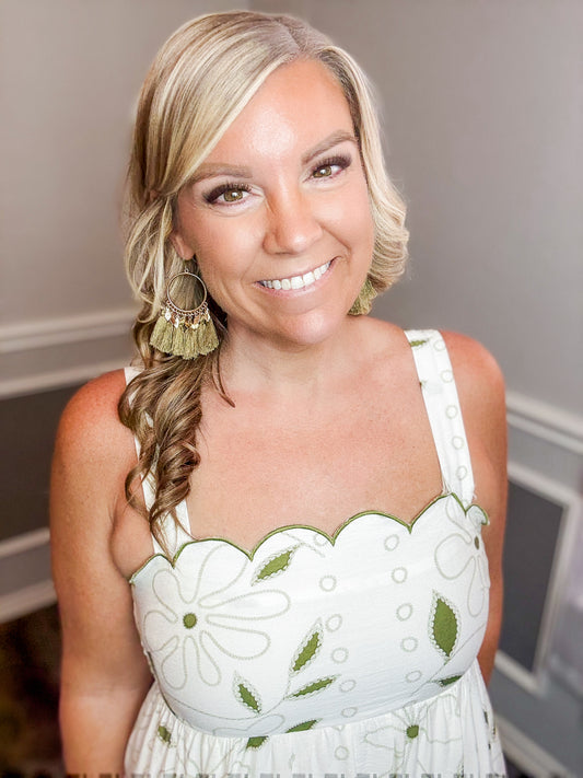 Tassel Hoop Earrings |OLIVE|