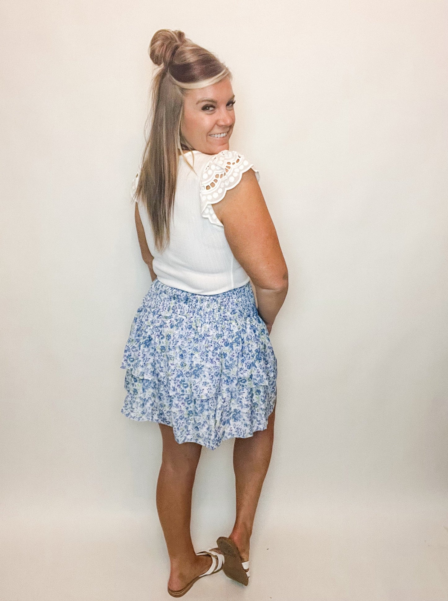 Blue Rose Mini Skirt