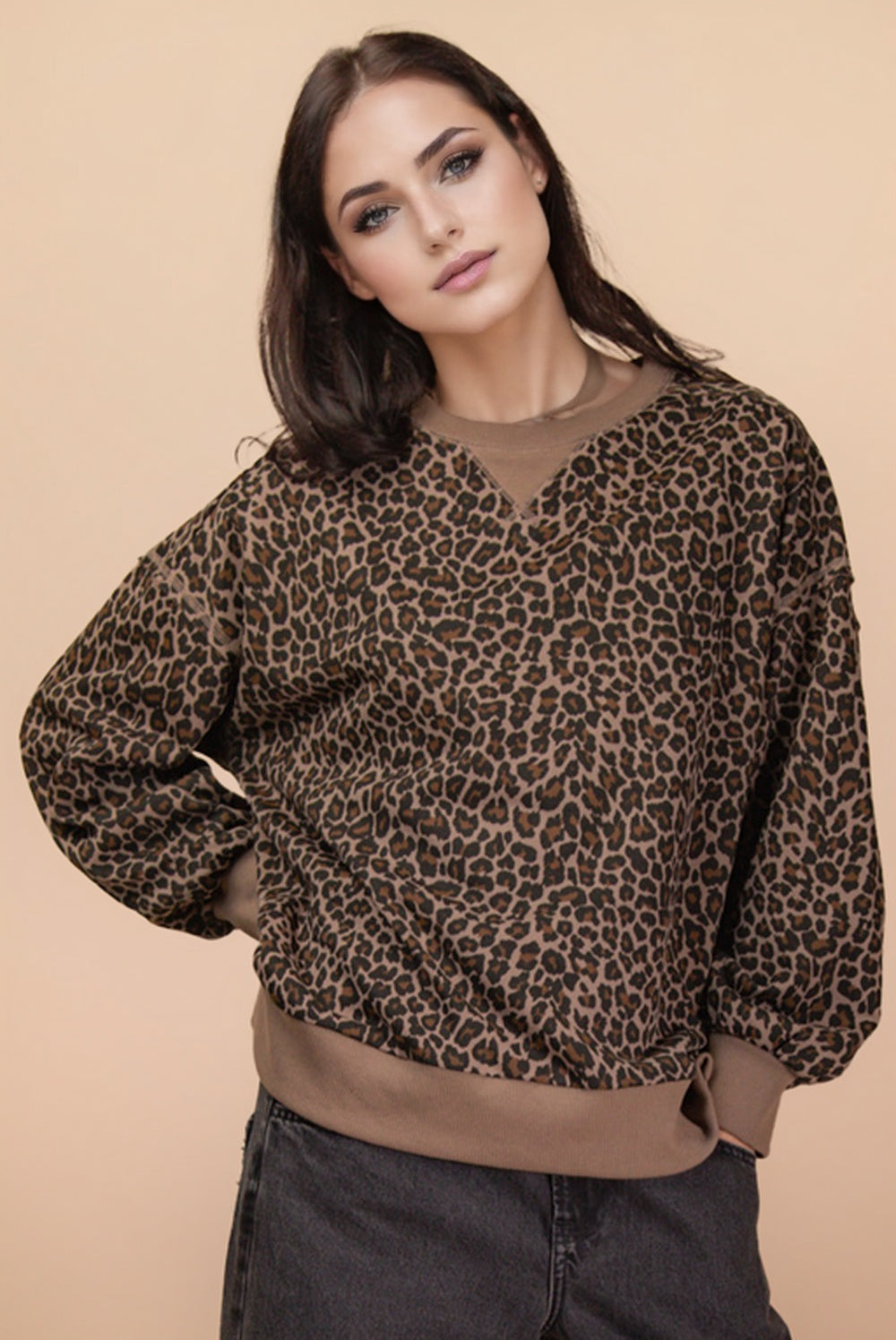 Leopard Knit Casual Top
